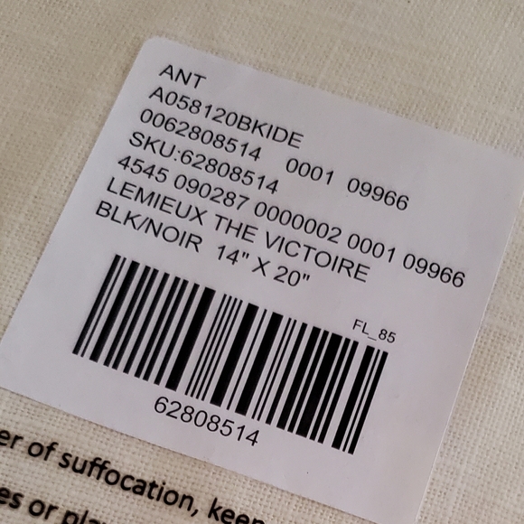 Lemieux et Cie Embroidered Victoire Pillow - black & white - Picture 9 of 9